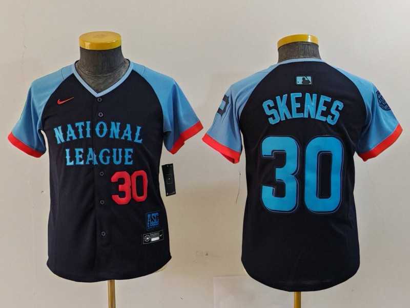 Youth Pittsburgh Pirates #30 Paul Skenes Number Navy 2024 All Star Limited Stitched Jersey->2024 mlb all-star->MLB Jersey